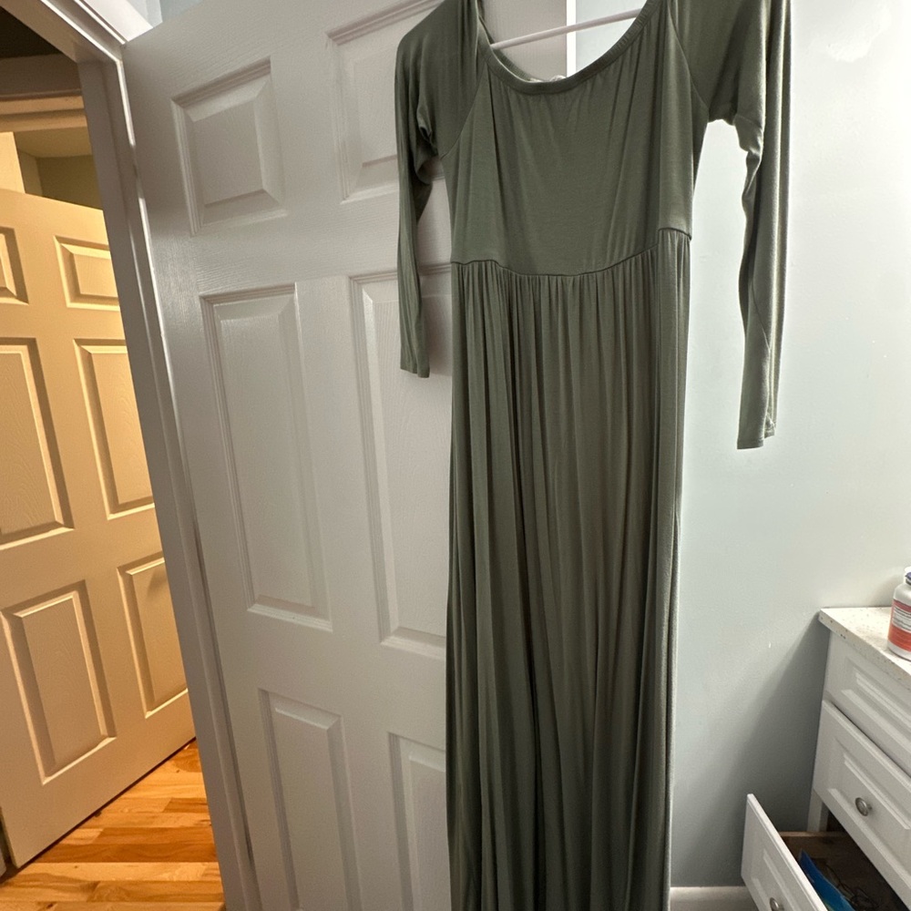 Hello MIZ Long Sleeve Olive Dress maternity